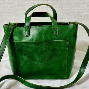 Portland Leather Goods Mini Crossbody Tote in Cowboy Mint Color Pre Owned